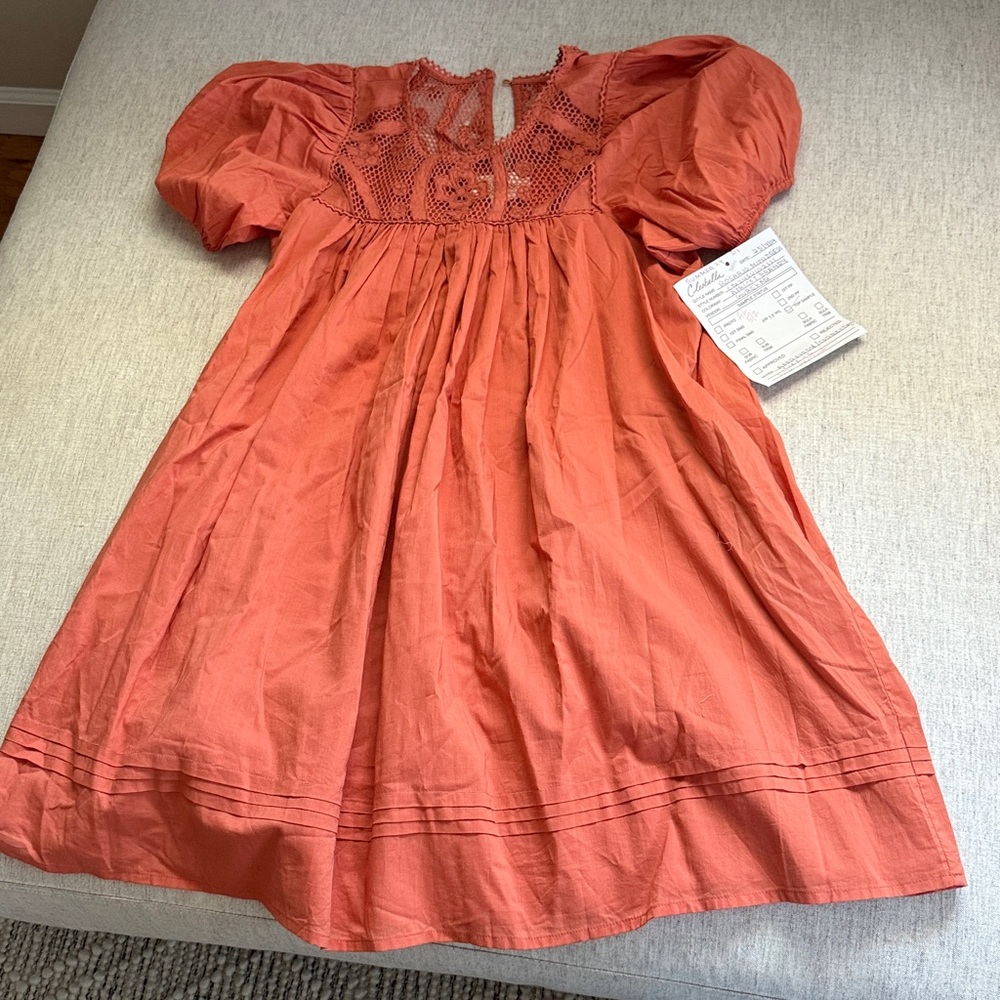 Cleobella Terracotta Lace cotton mini Dress with pockets